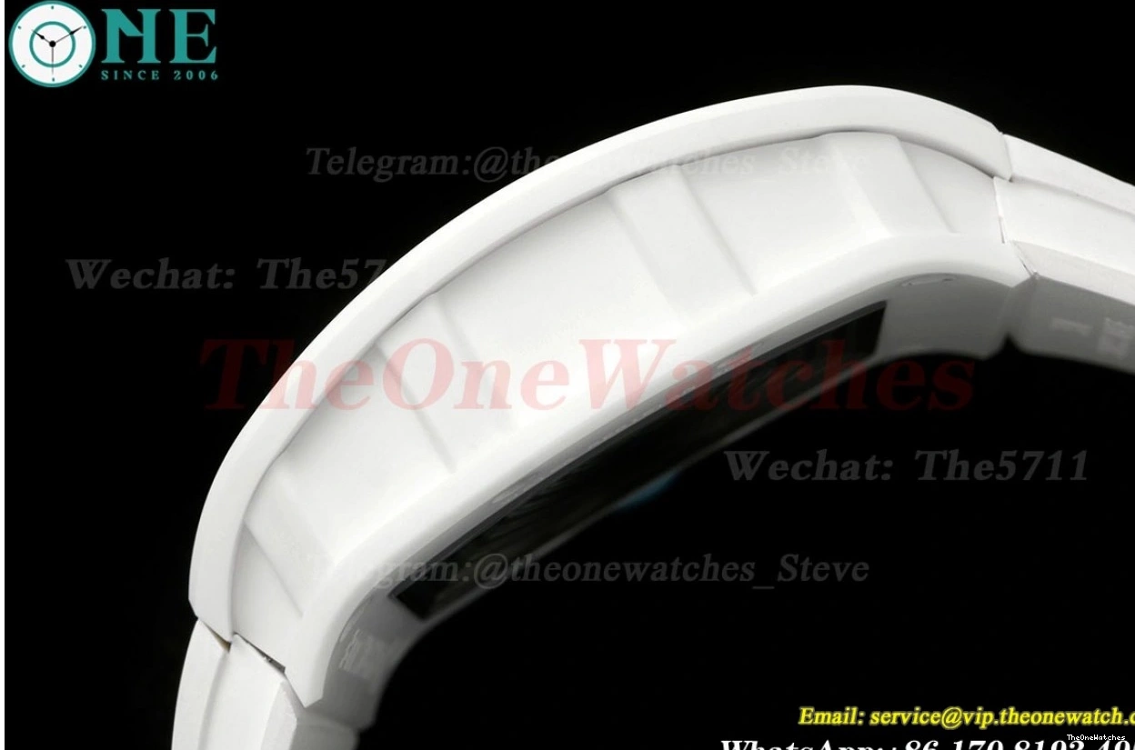 Strap Skeleton RM055 RMUL2 On Dial Blue T+F White Ceramic Rubber White 1225